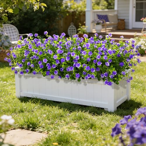Ouddy Decor 24 Bundles Artificial Flowers for Outdoors Decoration Fake Flowers UV Resistant Faux Plastic Greenery Eucalyptus Plants for Spring Summer Garden Patio Indoor Outdoor Home Decor, Purple - color: Purple