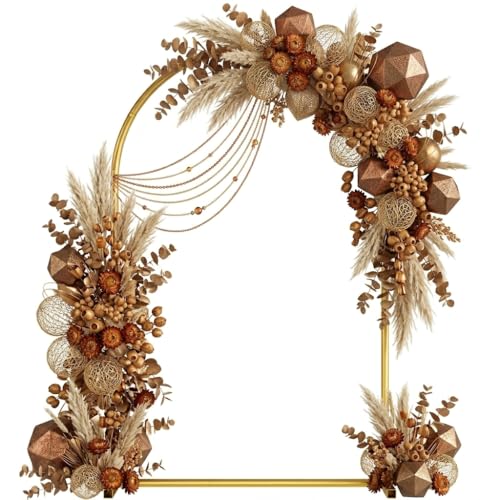 6FT Metal Wedding Arch Backdrop Stand,Stable Wedding Arch Frame for Wedding Ceremony Birthday Party Baby Shower Graduation Anniversary Floral Decoration,Gold - size: 6x2.6FT Gold