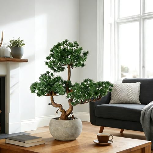 KAIRNE Artificial Pine Shrubs Trees,Realistic Decorative Plants Potted,Topiary Trees Artificial Indoor Faux Cedar Plants,Lifelike Green Tree Table Decoration Gifts for House Office Desk Shelf Decor - color: Pine Shrubs Plants