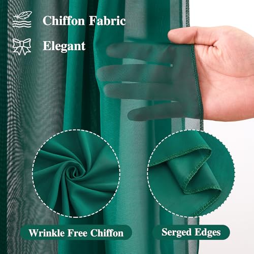 Wedding Arch Draping Fabric, 1 Panel 18FT Emerald Green Sheer Backdrop Curtain Chiffon Fabric Drapery Voile Scarf Draping Panels for Wedding Archway Ceremony Curtain Valance Party Decoration - color: Emerald Green Drapes Curtain, size: (1 Panel )6 Yards/1