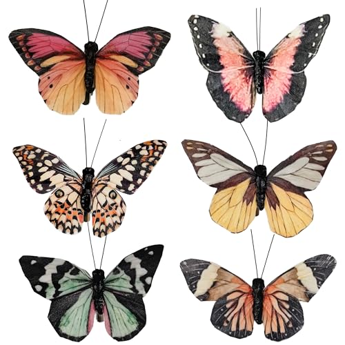 Cartanfill- Artificial Feather Simulation Butterfly Party Decoration Set, a Set of 12 Pieces with Clips, Used for Home Decoration in 12 Colors.… (B Clip) - color: B Clip