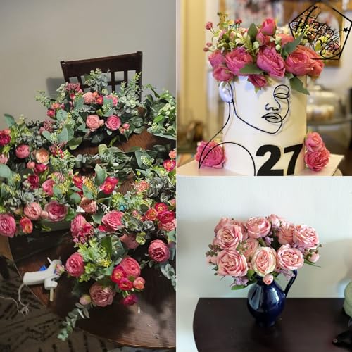 Artificial Peonies Silk Flowers, Pink Faux Peony Bouquet 4 Bundles Florals Arrangements Decor for Farmhouse Home Boho Wedding Table Centerpiece, Fake Plastic Flower Bulk for Vase Decoration (Mix Pink) - color: Mix Pink, size: 4PCS