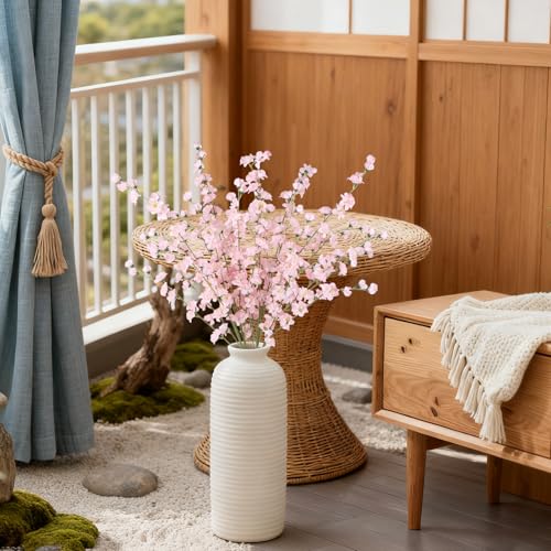 43.3’’ Pink Delphinium Artificial Flowers 5pcs Long Stem Faux Larkspur Flowers Artificial Silk Flowers for Floor Vase Wedding Centerpiece Home Garden Decoration(Pink) - color: Pink