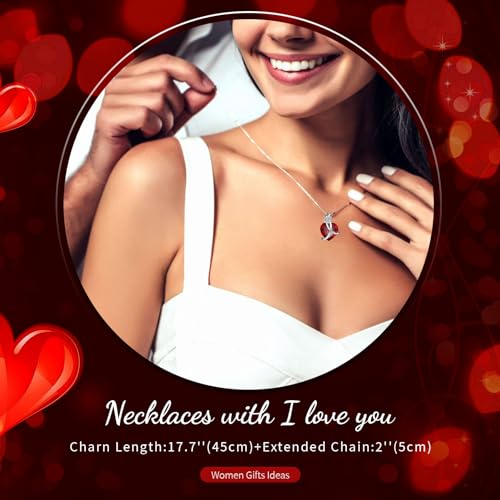 ENERLEAF Preserved Red Real Rose with Necklace Jewelry Box -Eternal Flowers Rose Gifts for Grandma Wife Girlfriend on Valentines Mothers Day Christmas Birthday Anniversary Romantic Gifts for Her - color: Red