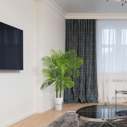 Warmplants Artificial Palm Tree, 5ft Golden Cane Faux Palm Plant with Basket, Large Phoenix Palm UV Resistant Fake Plants for Indoor Outdoor Home Garden Patio Office Décor - color: Palm, size: 5ft