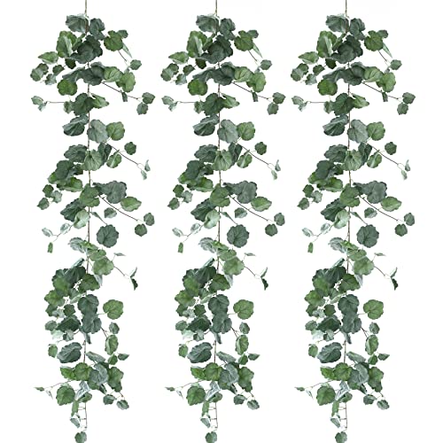 Dallisten 3 Strands Begonia Artificial Vines, 67" Silk Vine Garland with Green Leaves, Fake Hanging Plants Greenery Decor for Home, Bedroom, Wall, Party, Wedding Decoration - color: Begonia Vine