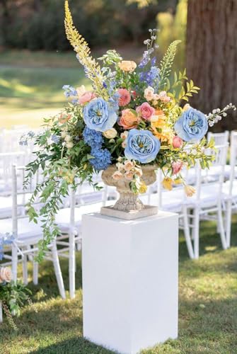 2Pcs Fake Austin Rose Peonies Flowers Real Touch Peach Roses with Stems 25.60'' Latex Peony Artificial Flowers for Home Decor Flower Arrangement Wedding Centerpieces (Blue) - color: Blue