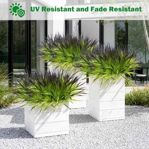 Uieke 28 Bundles Artificial Outdoor Plants UV Resistant Fake Grass Plants Faux Plastic Plants Greenery Shrubs for Home Garden Pathway Summer Decor, Deep Purple - color: Deep Purple, size: 28