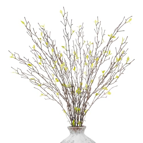 dallisten Tall 6PCS Artificial Curly Willow Branches for Vase, 32'' Bendable Faux Twigs Stems with Leaves for Home Decor, Fake Branches for DIY Crafts Wedding Farmhouse Garden Office Styling Decor - color: Leaves Green