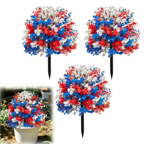 Artificial Petunias with Ground Stake - UV Resistant & Waterproof Faux Flowers for Outdoor Indoor Garden, Yard, Planter, Porch & Home Decor (Style F, 3 Pcs) - color: Style F , 3 Pcs