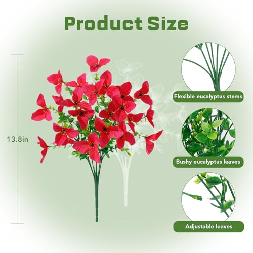 24 Bundles Artificial Flowers for Outdoors，Plastic Flowers Uv Resistant Fake Plants Bulk for Spring Summer Hanging Planter Porch Window Garden Home Decor