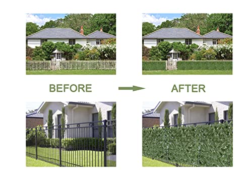 Bybeton 80"x120" Artificial Ivy Privacy Fence Screen - Fade-Resistant Faux Greenery Hedge Panels for Outdoor, Deck, Patio, Balcony & Chain Link Fence Cover - color: Green - Ivy, size: 80 x 120 in
