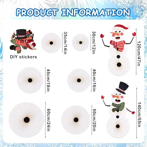 Christmas Hanging Paper Fans Decoration Classroom Christmas Decorations Xmas Bulletin Board Decorations with Fun Snowman for Xmas Holiday Winter Backdrops Wall Party Supply - color: Snowman Costume