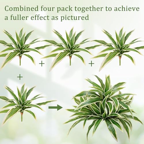 Fake Ferns, Faux Outdoor Plants UV Resistant,3D Real Touch Fake Plants Total 80 Blades,Weatherproof Artificial Plants Outdoor Indoor for Garden Porch Home Office Decor - color: Maguey, size: 4Pcs