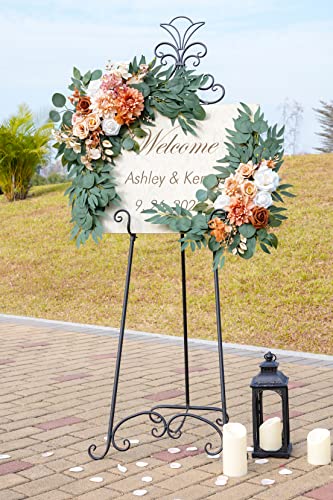 ponatia Wedding Arch Flowers (Pack of 2), Artificial Burnt Orange Flowers for Wedding Welcome Signs Decorations and Arch Flower for Weddings Ceremony Reception (Burnt Orange) - color: Burnt Orange
