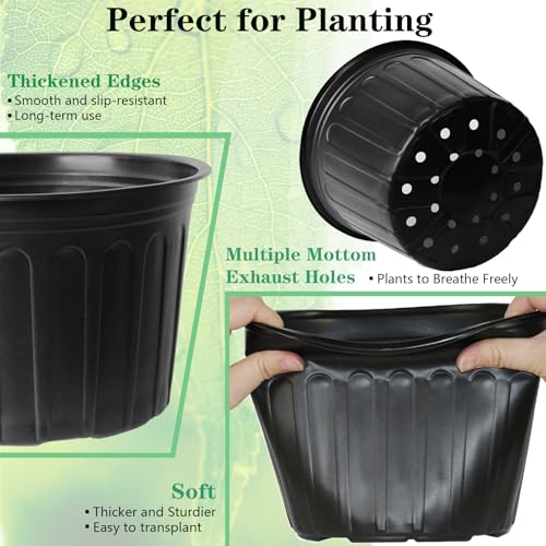 12-Pack 5 Gallon Flexible Plastic Plant Pots,Thickened Soft Seed Starting Container for Indoor Outdoor Plants, Seedlings, Vegetables, Succulents and Cuttings - size: 5 Gallon