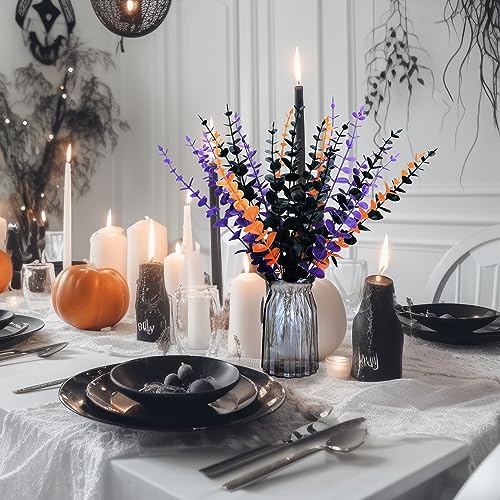 Yinder 24 Pcs Eucalyptus Flowers Artificial Stems Faux Halloween Flowers Eucalyptus Branches Stems Fake Leaf Plants for Wedding Flower Home Farmhouse Decor (Bright Color) - color: Bright Color
