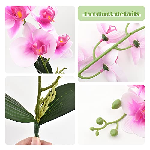 Artificial Phalaenopsis Flowers 4 Pcs, 15” Fake Silk Orchids with Stem Leaves for Valentine's Day Home Office Wedding Party Décor (Pink) - color: White&pink