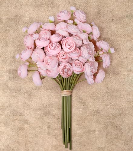 Ranunculus Artificial Flowers 18 Pcs, Faux Silk Mini Peonies Bulk Flowers for Vase, Fake Wedding Filler Flowers for DIY Bouquets, Centerpieces Arrangements Bridal Shower Decor, Shabby Blush - color: Shabby Blush