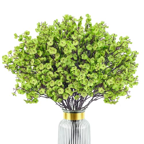 Uieke 6 Pcs Babys Breath Artificial Flowers Bulk Silk Green Faux Flowers Real Touch Gypsophila Bouquet for Home Garden Spring Summer Wedding Decor - color: Green, size: 6PCS