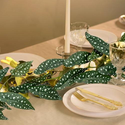 2Pcs Artificial Begonia Leaves Vines 4ft Fake Hanging Plant Ivy Vines Greenery Garland Faux Tropical Vine Decor for Wall Jungle Luau Beach Birthday Party Indoor Outdoor Home Décor - color: Begonia