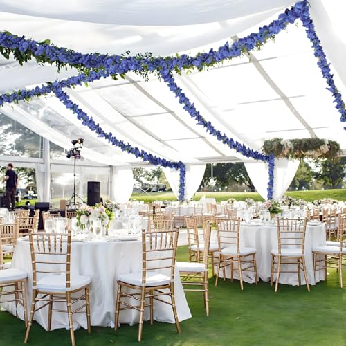 IPOPU Royal Blue Wisteria Hanging Flowers Garland 6.4FT Wisteria Garland Hanging Flowers for Decoration for Wedding Arch, Backdrop, Garden Party Decor, 3 PCS (Royal Blue) - color: Royal Blue
