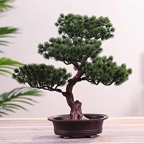 Artificial Bonsai Pine Tree, Plastic Simulation Potted Plant DIY Decorative Bonsai, Desk Display Fake Tree Pot Ornaments Home Office Bedroom Living Room Farmhouse Decorations(Style 3)