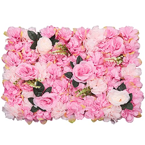 Flower Wall Panel Set, 12 Pcs Artificial Dahlia Rose, Dark Pink, Simple, Fashion, 24x16 Inch, Waterproof, Indoor Decoration - color: Dark Pink2