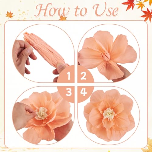 OBBOLO Crepe Paper Flowers, 10 Pcs Orange Pink Paper Flowers 12" Handcrafted Flowers for Baby Shower Wedding Birthday Backdrop Shower Party Nursery Craft Outdoor Wall Décor - color: Multi