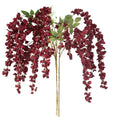 3Pcs Wisteria Artificial Flowers Branches 43In Fake Wisteria Floral Hanging Plant for Party Floor Vase Balcony Wedding Floral Arrangement Decoration (Red)