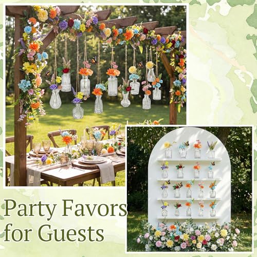 36 Pcs Artificial Flowers Table Centerpiece with Vases Colorful Wildflower Centerpieces Silk Flower Arrangement for Wedding Baby Shower Table Centerpieces Party(Fresh Charm,Clear) - style: Fresh Charm