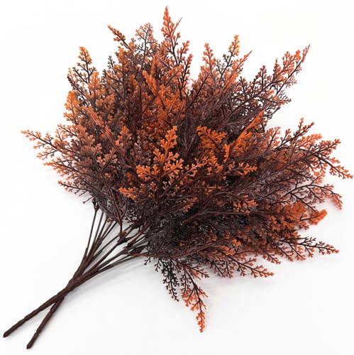 CATTREE Artificial Ferns Plants Fake Boston Fern Shrubs Plastic Leaves Faux Greenery Bushes for Home Décor Outdoor Indoor Garden Wedding Party Decoration Office Yard Verandah Planter Filler Red 4 Pack - color: Boston Fern - Red - 4 Pack