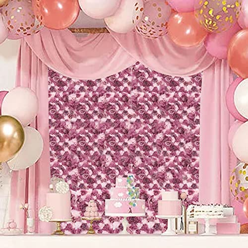 Flower Wall Panel, 6Pcs Artificial Rose Dahlia Flower Wall Mat Floral Backdrop Artificial Silk Flower Panels for Wall Decoration Wedding Party (Pink, Purple)… - color: 6 Pcs Pink, Purple