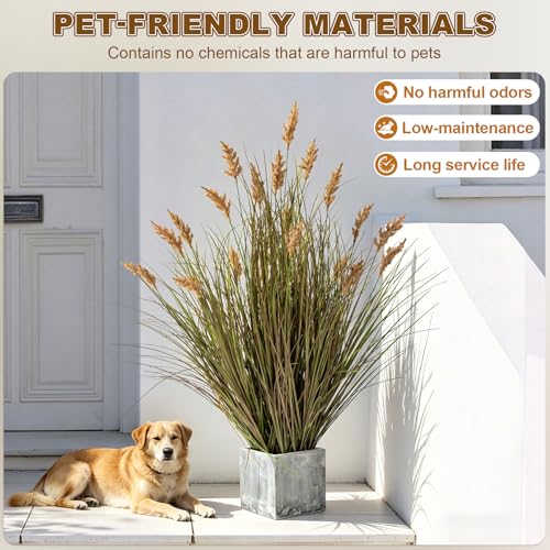 Faux Plastic plantas Synthetic Pampas Grass Indoor Outdoor Realistic Floor Plants pet Friendly Fake Grass for Home Office Wedding para Patio Front Artificial Grass Decor Housewarming Gift - color: 19 Heads, size: 3FT