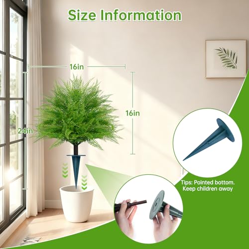 Artificial Topiary Trees with Ground Spike, 2Pcs Fake Shrub Bushes, UV Resistant Faux Evergreen Plants for Outdoor Indoor Porch Garden,Fern - color: Fern