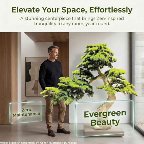 Large Artificial Bonsai Tree - Faux Plants Indoor Podocarpus Tree, Realistic Guest-Greeting Pine Decor for Home Office, Living Room, Farmhouse Zen Decor (7FT) - size: 6ft 6in