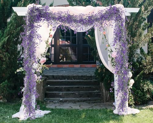 RECUTMS Artificial Hanging Vines Garland Fake Plant Greenery Faux Ferns Leaves Ivy Garland 2Pcs 5.6Ft for Summer Spring Home Indoor Outdoor Wedding Table Centerpiece Graduation Party Decor(Purple) - color: Purple-garland