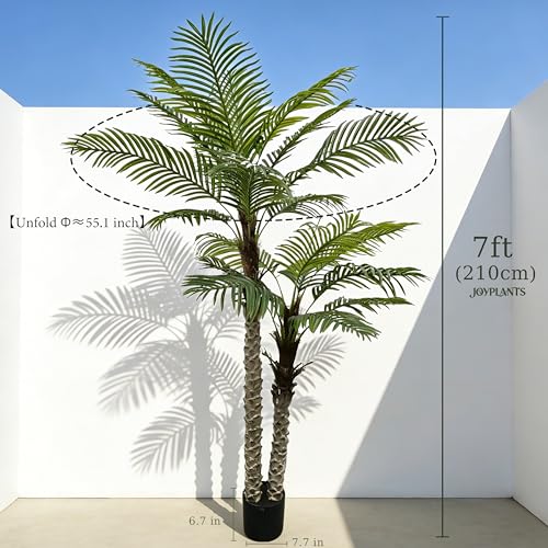 7FT Fake Palm Tree Artificial for Outdoor Indoor,UV Resistant Faux Silk Plants Perfect for Outside Patio Poolside Yard Home Office Living Room Decor - color: 7ft-2pole