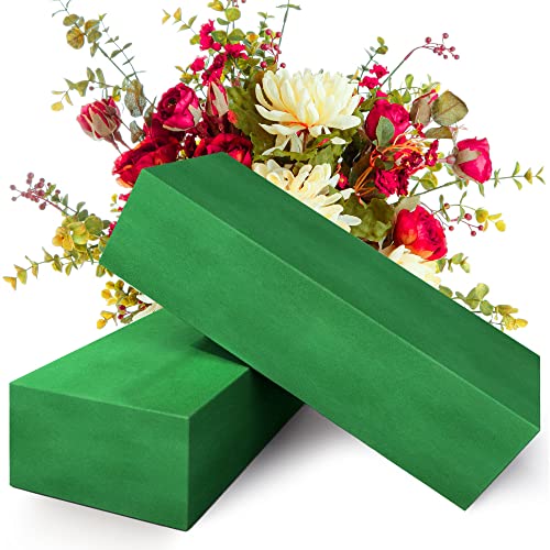 Max Shape Pack of 2 Large Size Floral Foam Blocks for Fresh and Artificial Flowers (9” L x 4” W), Wet Florist Foam Blocks for Wedding Holiday Decorations (2 Pack) - color: 2 Pack
