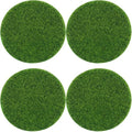 DGZZI 4PCS Round Plastic Artificial Grass Simulated Artificial Moss Miniature Landscape Decor 2.95-Inch Green Plant Outdoor Rug for Mini Dollhouse DIY Decorations
