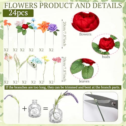 36 Pcs Artificial Flowers Table Centerpiece with Vases Colorful Wildflower Centerpieces Silk Flower Arrangement for Wedding Baby Shower Table Centerpieces Party(Fresh Charm,Clear) - style: Fresh Charm