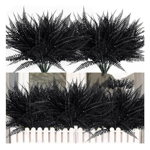 UV Resistant Lifelike Artificial Boston Fern - 2024 New Faux Boston Ferns Outdoor Planter Large, Realistic Fake Feen Hanging Silk Fern Stems Indoor Basket Plant Urn Fillers Front Porch (2, Black) - color: Black