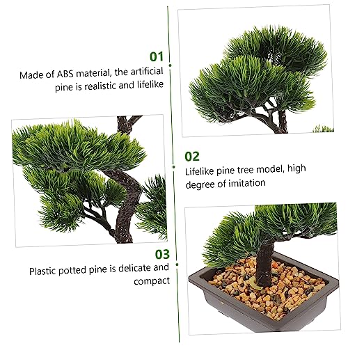 Space Saving Faux Bonsai Pine Tree Decorative Plant Ornament, 418g - color: As Shown 1