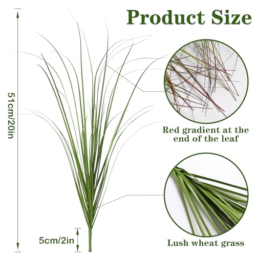 Betylifoy Artificial Grass Plants Outdoor 28 Bundles Fake Wheat Grass UV Resistant Faux Shrubs Bushes Plant Green Onion Grass Artificial Greenery Tall Stems for Indoor Outdoor Office Home Decor - color: Green