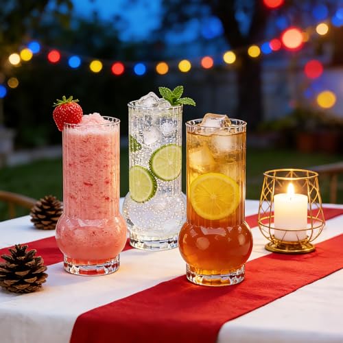 Ribbed Glass Cylinder Vases，6.5 Inch Drinking Glasses，Flower Vase 12 pcs | for Home Decor, Wedding Centerpiece Table Decoration, Modern Glass Flower Vases for Living Room, Dining Table & Event Styling - size: Ribbed Juice Vase-12PCS
