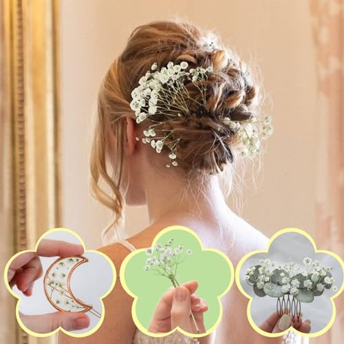 90Pcs Mini Dried Pressed Baby's Breath Flowers Bulk - Natural Flat Real White Gypsophila Baby Breath, Pressed Flowers for Resin, Frame Art, Scrapbooking, Wedding Invitation