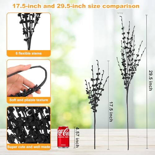 Wootkey 10pcs 17.5" Faux Jasmine Artificial Flowers Tall Black Floral Branches Stem for Home Wedding Vase Filler Anniversary Party DIY Decoration - color: Black, size: 10pcs-17.5''