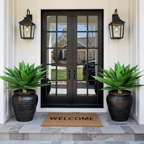 Ivydale Artificial Outdoo Plants, 2 PCS 28" Artificial Agave Plant for Outdoors Outside UV Resistant Large Fake Plants Realistic Greenery for Planter Porch Patio Yard Garden Indoor Decoration - color: Forest Green, size: 28 Inches