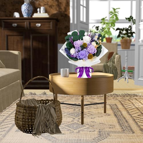 Perfectione Roses 4 Roses Mixed Bouquet for Mother's Day, Flowers for Delivery, Preserved Flowers Birthday Gift for Women Mom Wife Grandma Her, Light Purple - color: Light Purple 4 Roses