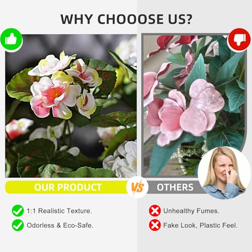 Artificial Geranium Flowers for Outdoor 2 Pcs Artificial White Flower Fake Flowers with Stems Silk Realistic Look Real Floral Arrangement for Front Door Porch Planter Patio Balcony (2 Pcs White) - color: 2 Pcs White